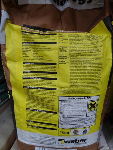 Instructions on the back of an adhesive bag